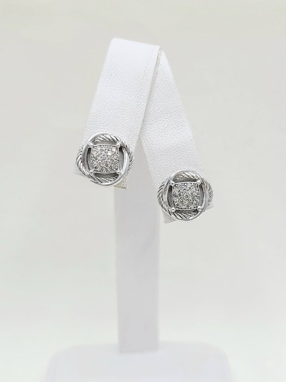 David Yurman Infinity Earrings w/ Pavé White Diamonds